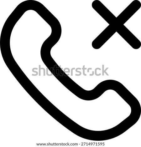 Phone cancel vector icon in modern style, declined call and voice communication interruption illustration. Line Icon