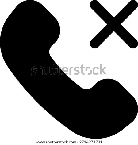 Phone cancel vector icon in modern style, declined call and voice communication interruption illustration. Glyph Icon