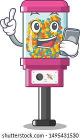 With phone candy vending machine isolated in mascot