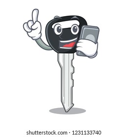 With phone car keys cartoon isolatedon on shape