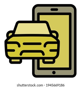 Phone car sharing icon. Outline Phone car sharing vector icon for web design isolated on white background