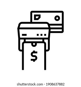 vector de icono de línea terminal de llamadas sin contacto de teléfono y tarjeta de pago. teléfono y tarjeta sin contacto de pago postterminal de señal. símbolo de contorno aislado ilustración negra