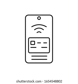 Teléfono, tarjeta, icono nfc. Línea simple, contorno vectorial elementos de iconos de comunicación de campo cercanos para ui y ux, sitio web o aplicación móvil