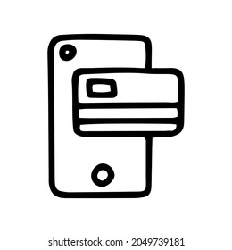 phone card payment line vector doodle simple icon