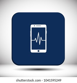 Phone cardiogram  vector icon
