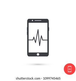 Phone cardiogram  vector icon
