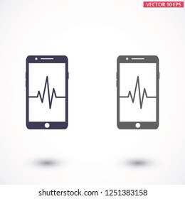 Phone cardiogram  vector icon