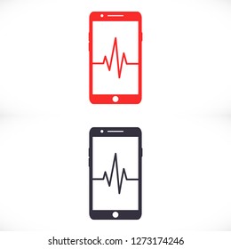 Phone cardiogram  vector icon