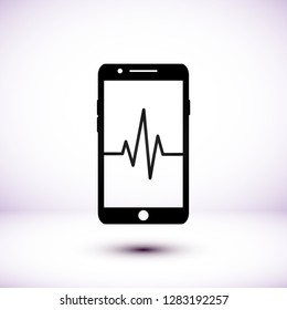 Phone cardiogram  vector icon