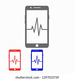 Phone cardiogram  vector icon