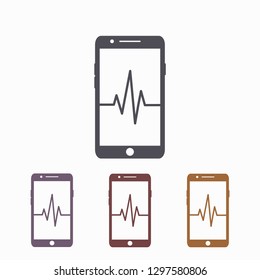 Phone cardiogram  vector icon