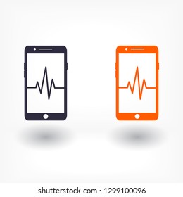 Phone cardiogram  vector icon