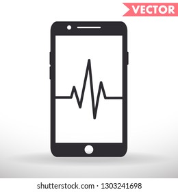 Phone cardiogram  vector icon