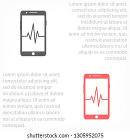 Phone cardiogram  vector icon