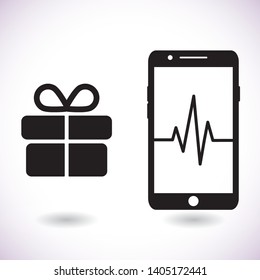Phone cardiogram  vector icon , lorem ipsum Flat design