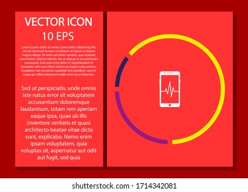 Telefonische Kardiogramm-Vektorillustration Symbol, lorem ipsum Flaches Design