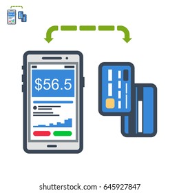 Phone and cards flat vector icon