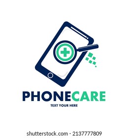 Phone care vector logo template. This design use plus and cross symbol. Suitable for medical.