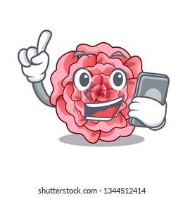 With phone carnation in the a character pot