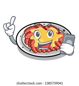 With phone carpaccio is served on cartoon plates