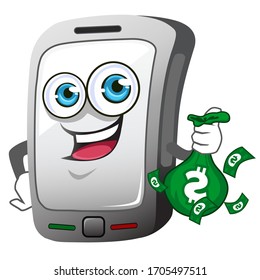 Phone cartoon mascot in vector