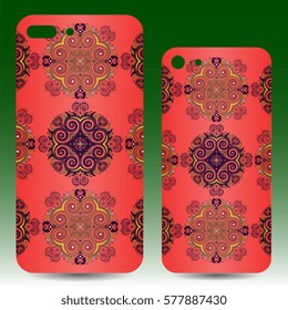 Phone case back design. Vintage decorative elements. Hand drawn background. Islam, Arabic, Indian, ottoman motifs.