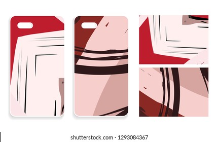 Phone case collection and abstract patterns set. Smartphone cover design. Mobile phone modern cover back template. Isolated elements on white background. Vector illustration