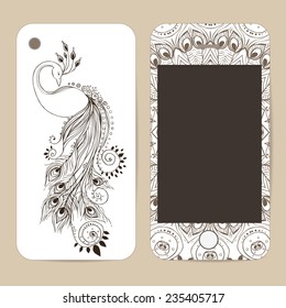 Phone case collection, delicate floral pattern. Vector background. Vintage decorative elements, templates with lace ornament. Hand drawn background. Islam, arabic, indian, ottoman motifs.