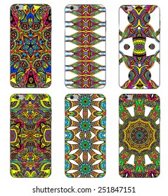 Phone case collection, delicate floral pattern. Vector background. Vintage decorative elements, templates with lace ornament. Hand drawn background. Islam, arabic, indian, ottoman motifs.