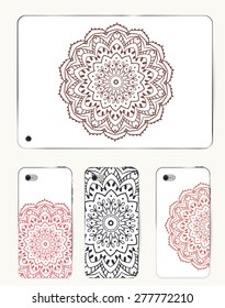 Phone case collection, delicate floral pattern. Vector background. Vintage decorative elements, templates with lace ornament. Hand drawn background. Islam, arabic, indian, ottoman motifs.