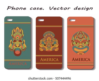 Phone case collection. Masks ethnic and beautiful abstract  .Vector illustration