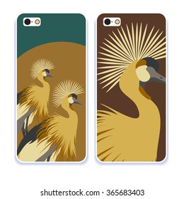 Phone case collection. Mobile phone cover back and screen, pattern. Vector illustration, Example of design cover. Editable element under clipping mask. 