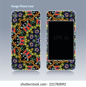 Phone case, colorful floral pattern. Vector background. Vintage decorative elements. African, Islam, arabic, indian, ottoman motifs.