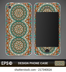 Phone case, delicate floral pattern. Vector background. Vintage decorative elements. Hand drawn background. Islam, arabic, indian, ottoman motifs.
