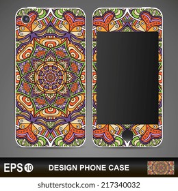 Phone case, delicate floral pattern. Vector background. Vintage decorative elements. Hand drawn background. Islam, arabic, indian, ottoman motifs.