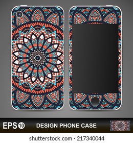 Phone case, delicate floral pattern. Vector background. Vintage decorative elements. Hand drawn background. 