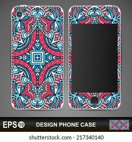 Phone case, delicate floral pattern. Vector background. Vintage decorative elements. Hand drawn background. Islam, arabic, indian, ottoman motifs.