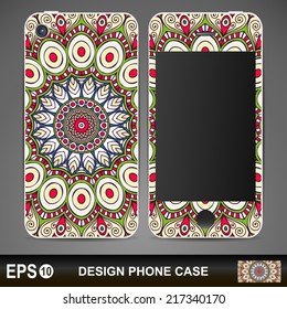 Phone case, delicate floral pattern. Vector background. Vintage decorative elements. Hand drawn background.