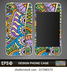 Phone case, delicate floral pattern. Vector background. Vintage decorative elements. Hand drawn background. 