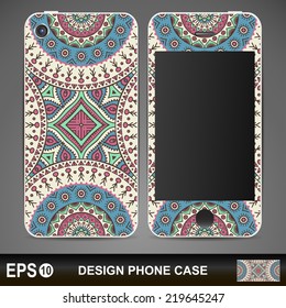 Phone case, delicate floral pattern. Vector background. Vintage decorative elements. Hand drawn background.