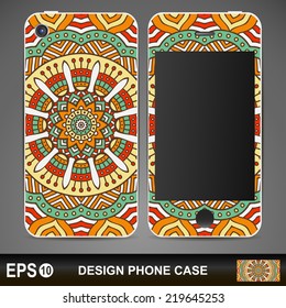 Phone case, delicate floral pattern. Vector background. Vintage decorative elements. Hand drawn background.