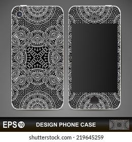 Phone case, delicate floral pattern. Vector background. Vintage decorative elements. Hand drawn background.