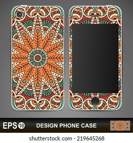 Phone case, delicate floral pattern. Vector background. Vintage decorative elements. Hand drawn background.