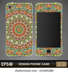 Phone case, delicate floral pattern. Vector background. Vintage decorative elements. Hand drawn background.