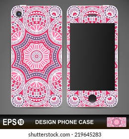 Phone case, delicate floral pattern. Vector background. Vintage decorative elements. Hand drawn background.