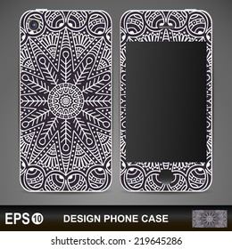 Phone case, delicate floral pattern. Vector background. Vintage decorative elements. Hand drawn background.