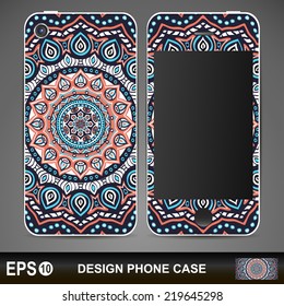 Phone case, delicate floral pattern. Vector background. Vintage decorative elements. Hand drawn background.