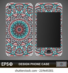 Phone case, delicate floral pattern. Vector background. Vintage decorative elements. Hand drawn background.