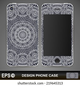 Phone case, delicate floral pattern. Vector background. Vintage decorative elements. Hand drawn background.