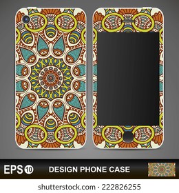 Phone case, delicate floral pattern. Vector background. Vintage decorative elements. Hand drawn background.
